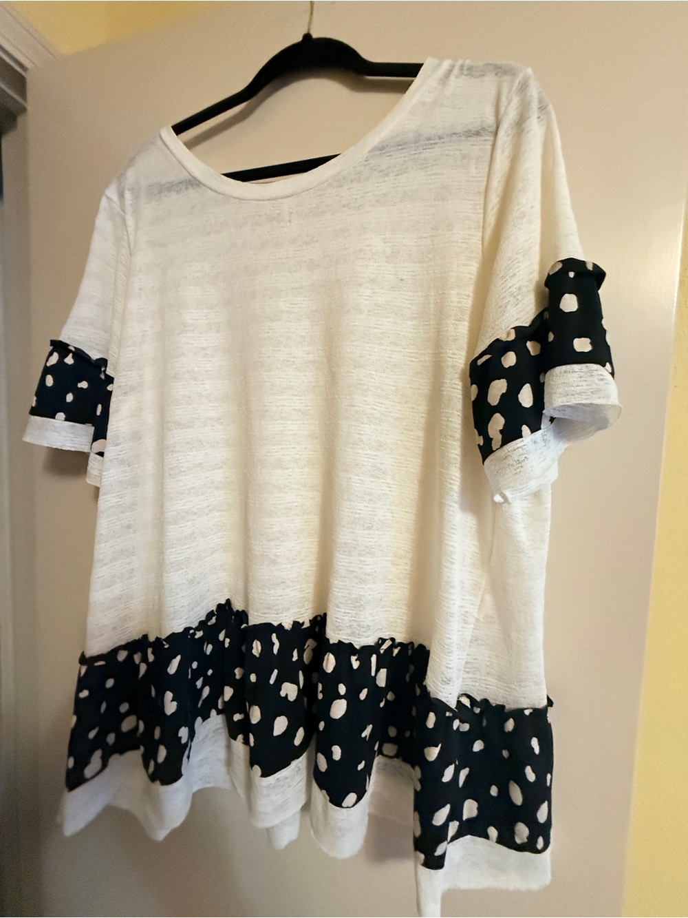 Forever 21 Cream Tunic with Black Polka-Dot Trim